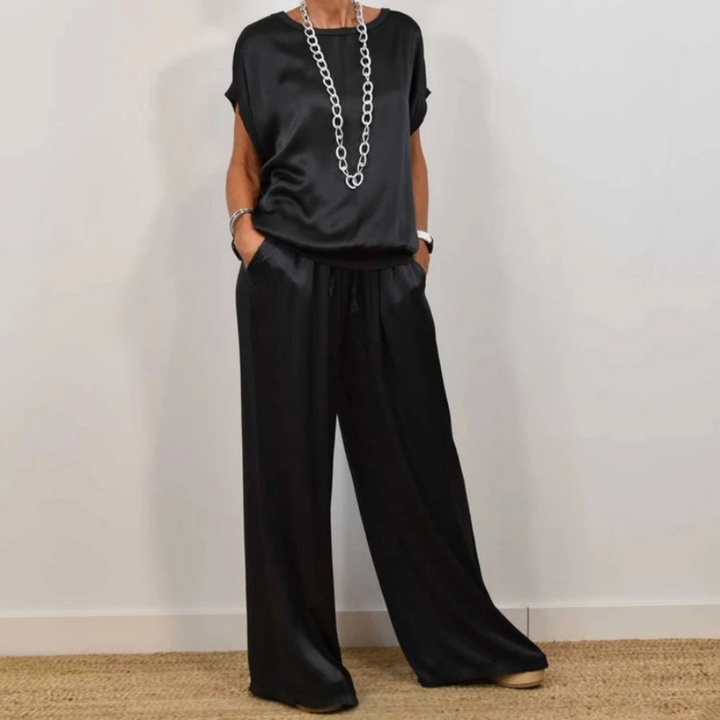 Nadine - Zweiteiler aus Satin-Top und Wide-Leg-Hose