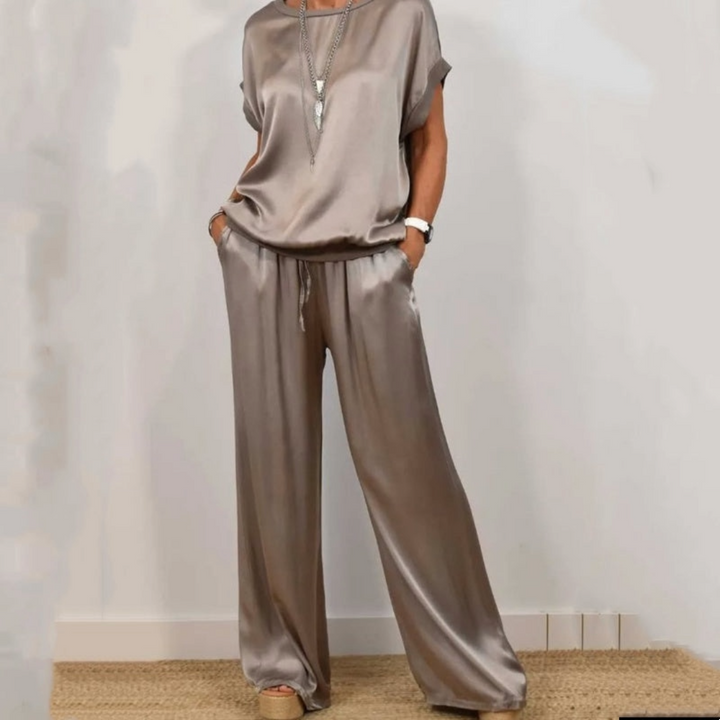 Nadine - Zweiteiler aus Satin-Top und Wide-Leg-Hose