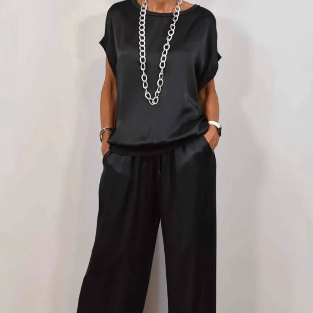 Nadine - Zweiteiler aus Satin-Top und Wide-Leg-Hose