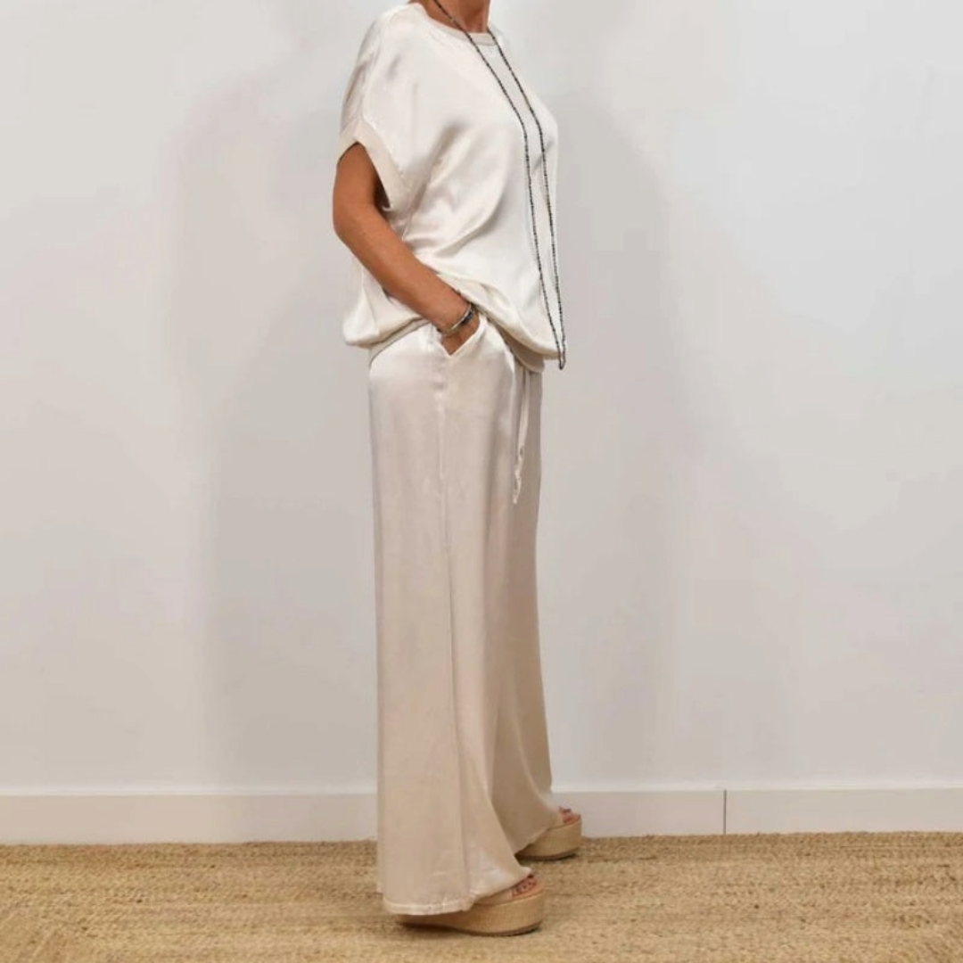 Nadine - Zweiteiler aus Satin-Top und Wide-Leg-Hose