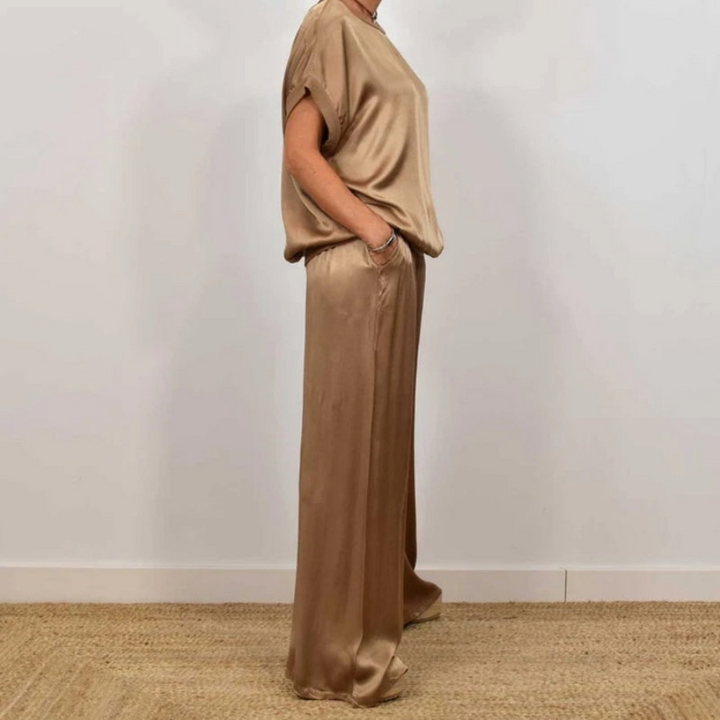 Nadine - Zweiteiler aus Satin-Top und Wide-Leg-Hose