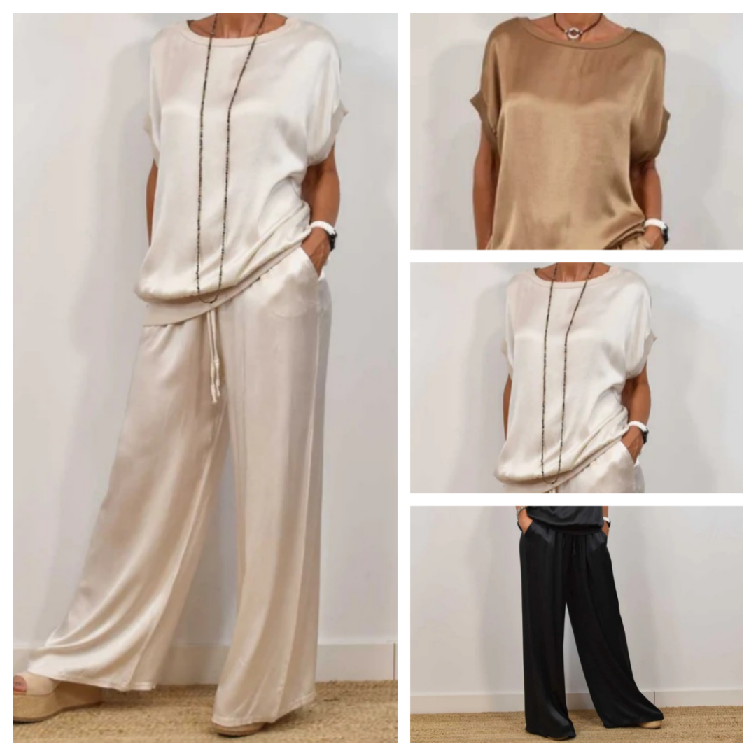 Nadine - Zweiteiler aus Satin-Top und Wide-Leg-Hose