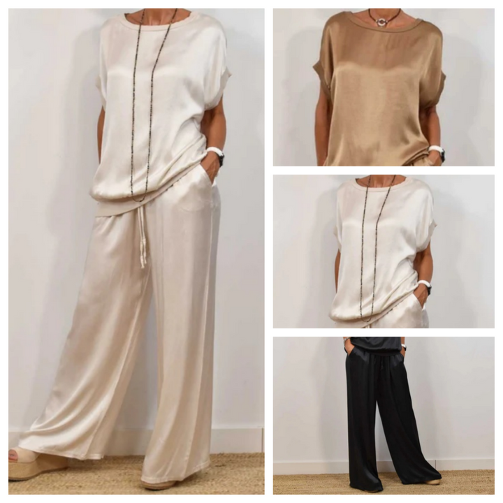 Nadine - Zweiteiler aus Satin-Top und Wide-Leg-Hose