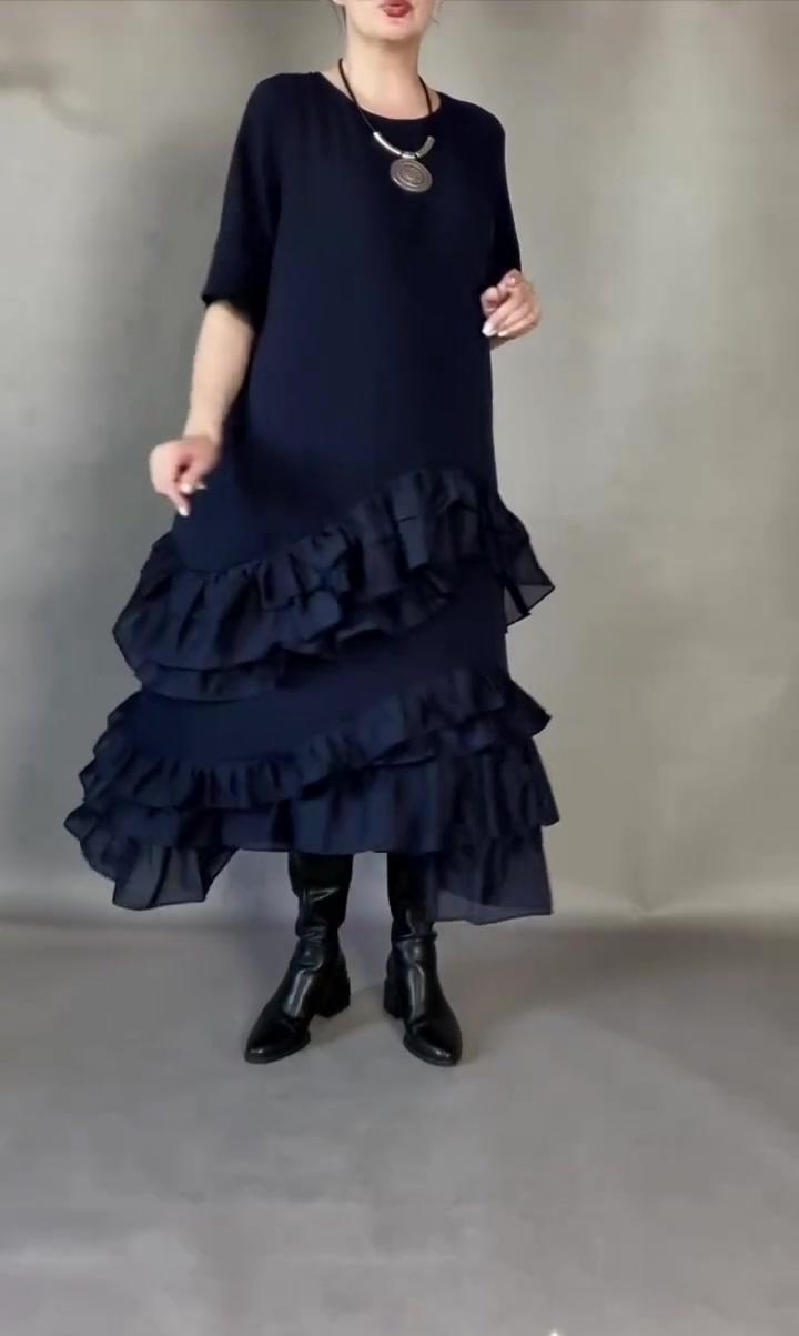 Elena - Soft-Touch Stufen-Maxikleid