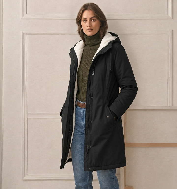 Clarice - Wasserabweisende Longline-Kapuzenjacke