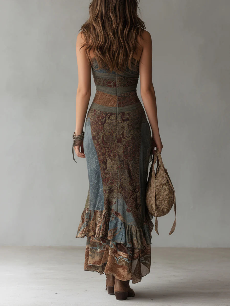 Deryn - One-Shoulder-Maxikleid mit Print