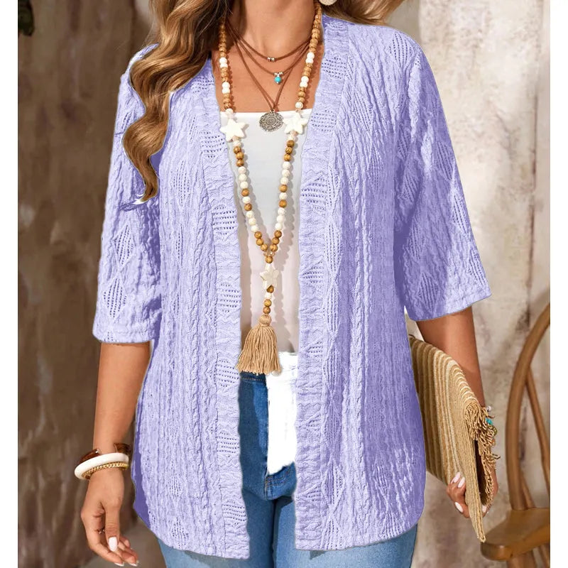 Delienne - Strickjacke mit softem Griff und Ajourmuster