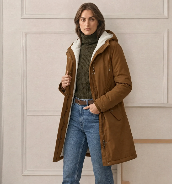 Clarice - Wasserabweisende Longline-Kapuzenjacke