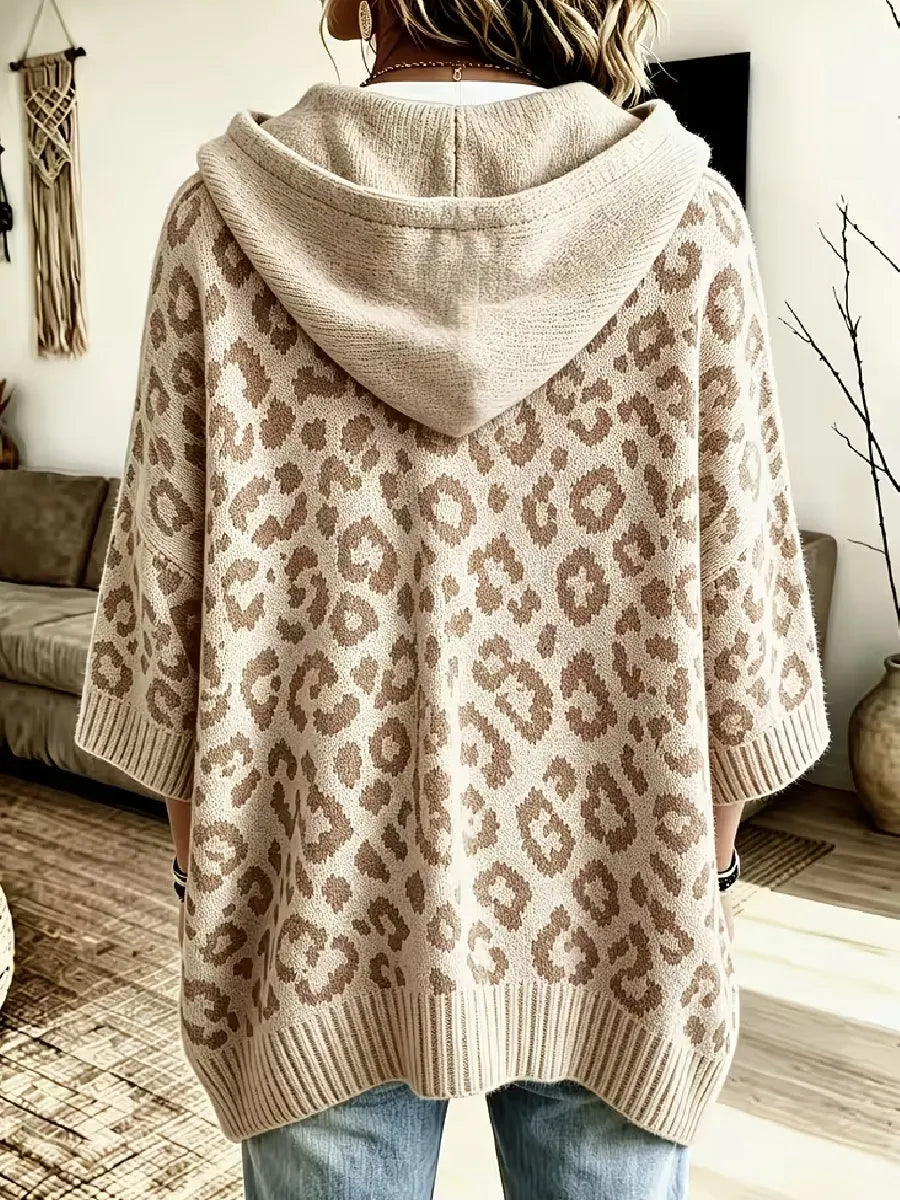 Jocasta - Oversize-Strickpullover mit Leopardenmuster