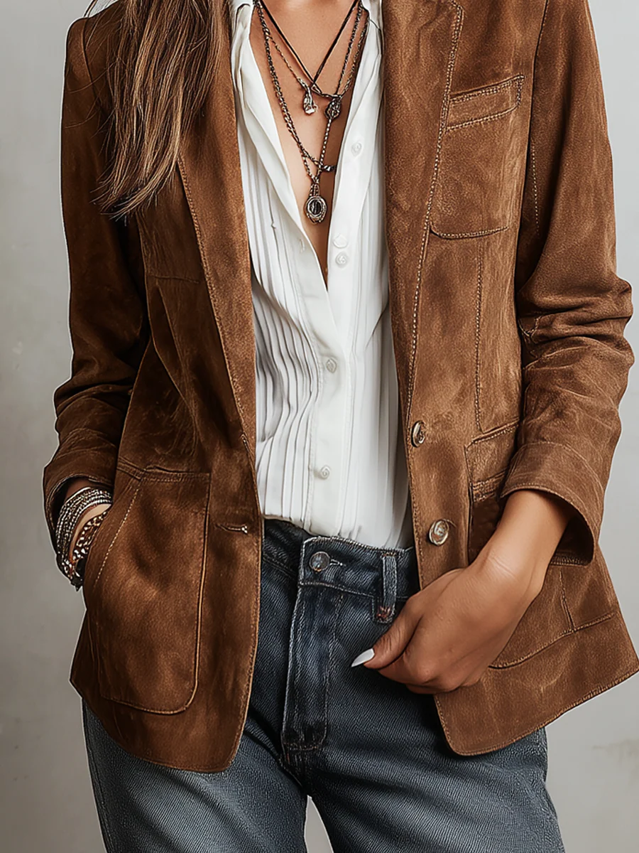 Mirevalle - Maßgeschneiderter Vintage-Wildlederblazer