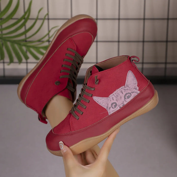 Zorelle - Komfortable Stiefeletten mit Katzenmotiv
