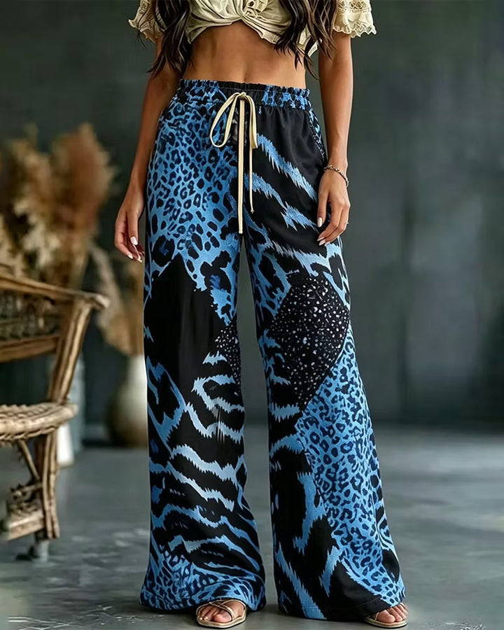 Elfrida - Weiche Wide-Leg-Hose mit Leo-Patchwork