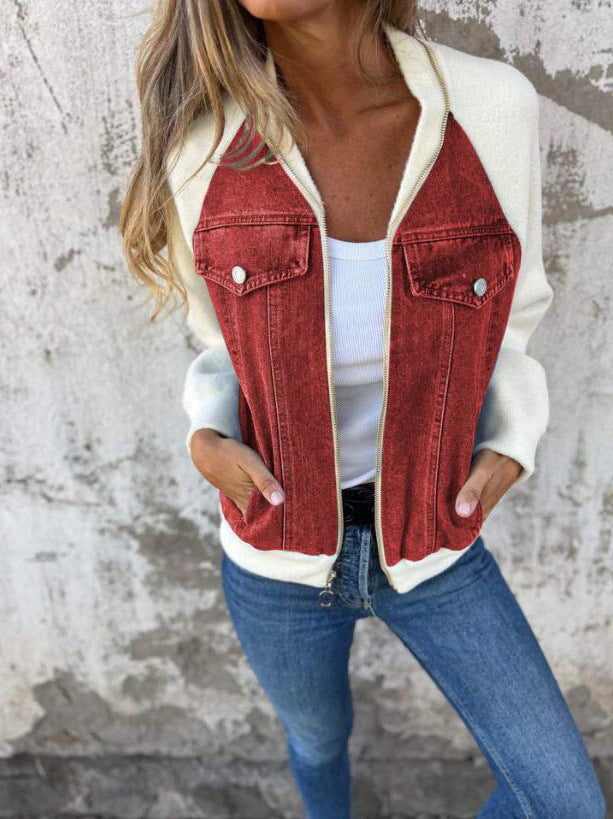 Alinique - Weiche Bomberjacke aus Strick-Denim
