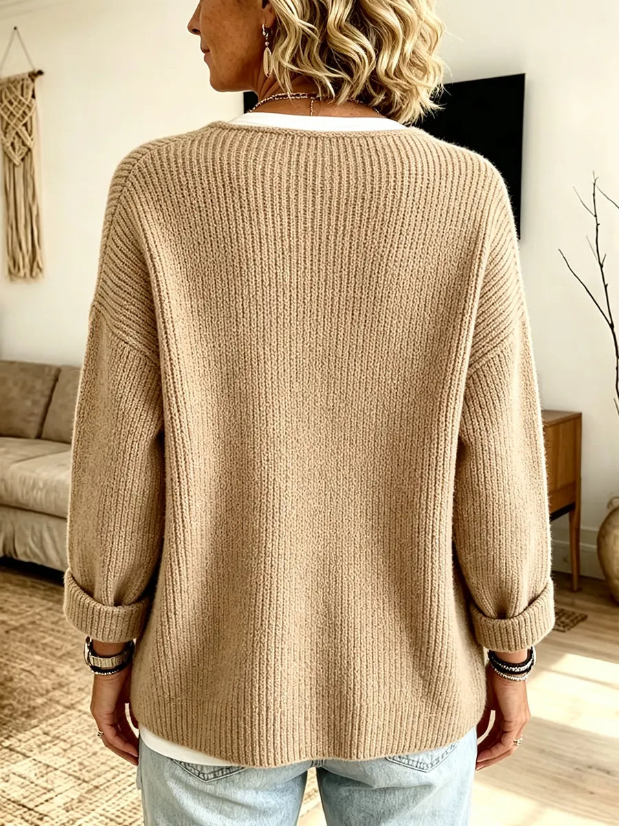 Anisa - Locker geschnittener Strick-Cardigan mit Knopf-Details