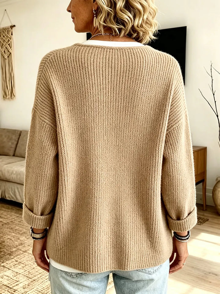 Anisa - Locker geschnittener Strick-Cardigan mit Knopf-Details