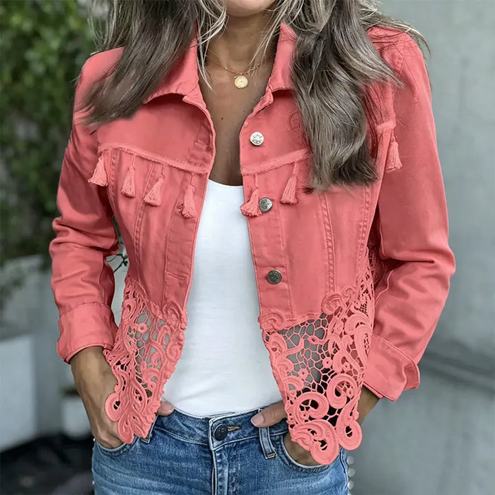 Anselia - Jacke mit Spitzenbesatz und Knopfverschluss