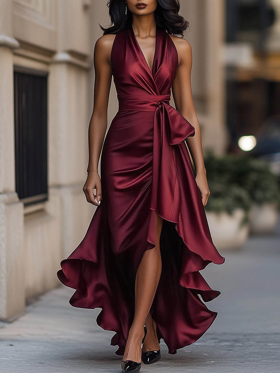 Denira - Schimmerndes drapiertes Wickelkleid