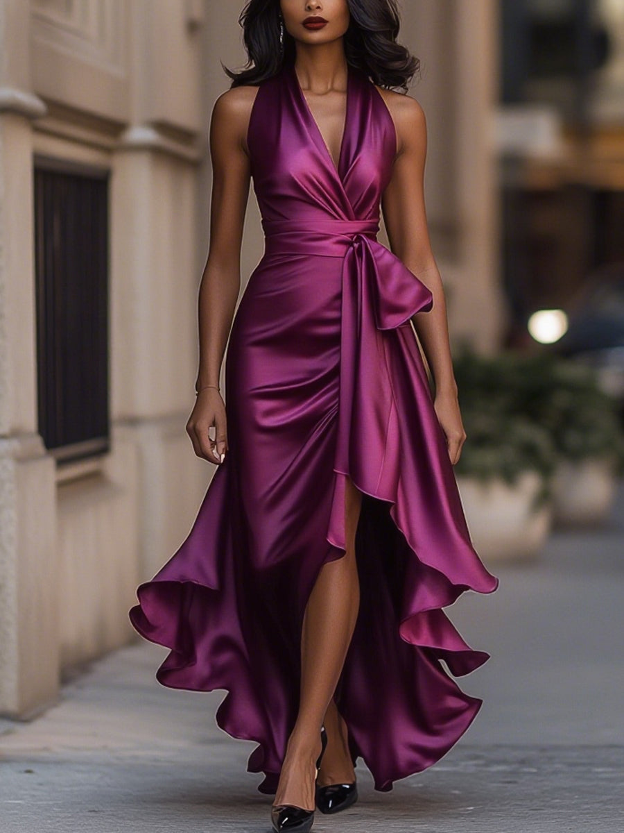 Denira - Schimmerndes drapiertes Wickelkleid