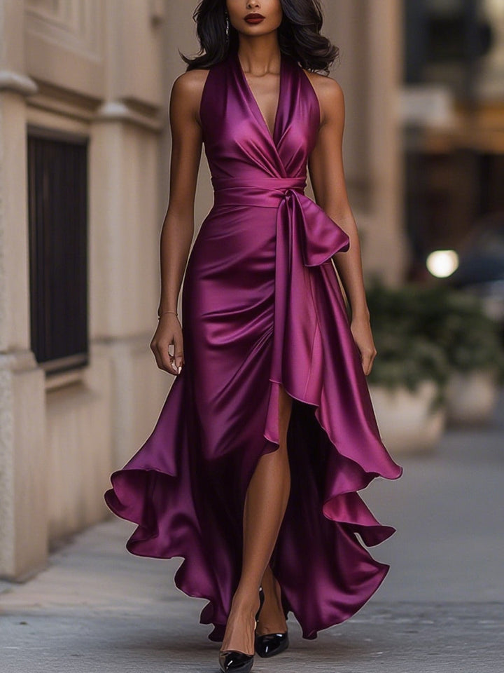 Denira - Schimmerndes drapiertes Wickelkleid