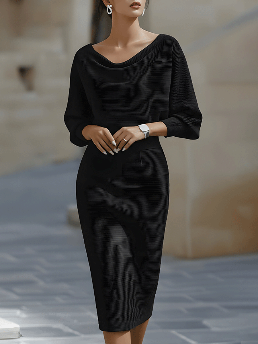 Avalon - Soft-Touch Midikleid mit Fledermausärmeln
