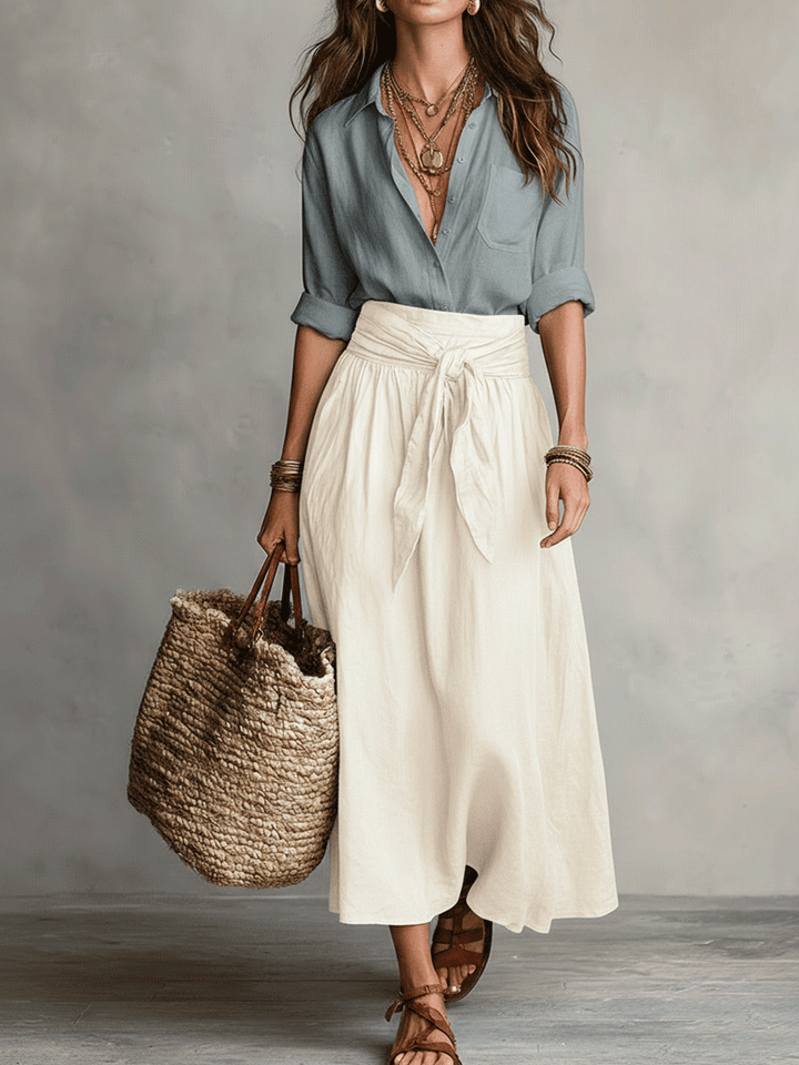 Estella - Elegantes Blusen- und Midirock-Set