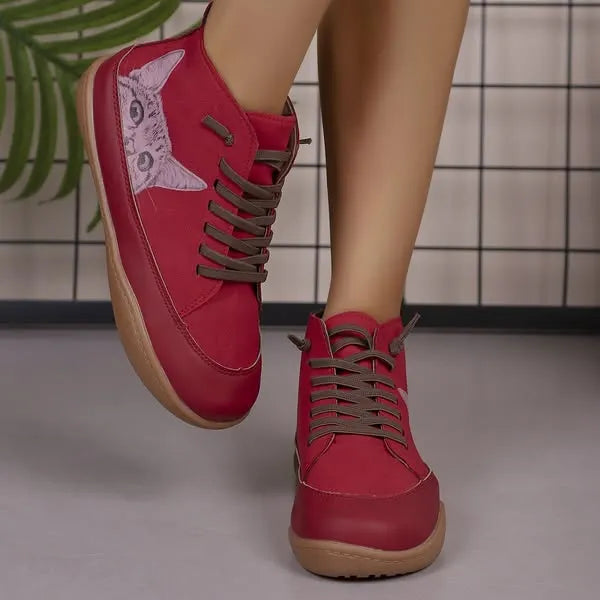 Zorelle - Komfortable Stiefeletten mit Katzenmotiv