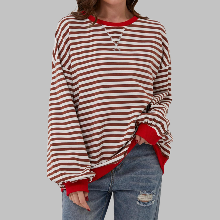 Adelia - Gestreiftes Soft-Touch-Langarm-Sweatshirt