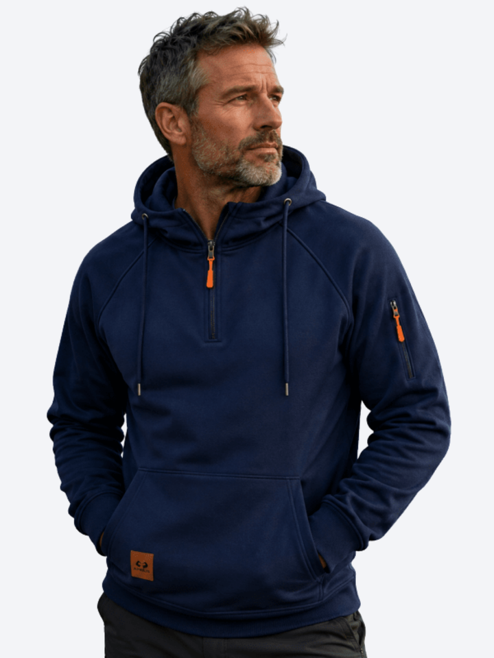 Zeke - Sweatshirt mit Viertelreißverschluss und Kapuze