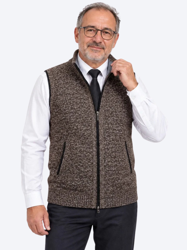 Flossie - Strickgilet im Lagen-Look mit durchgehendem Reißverschluss