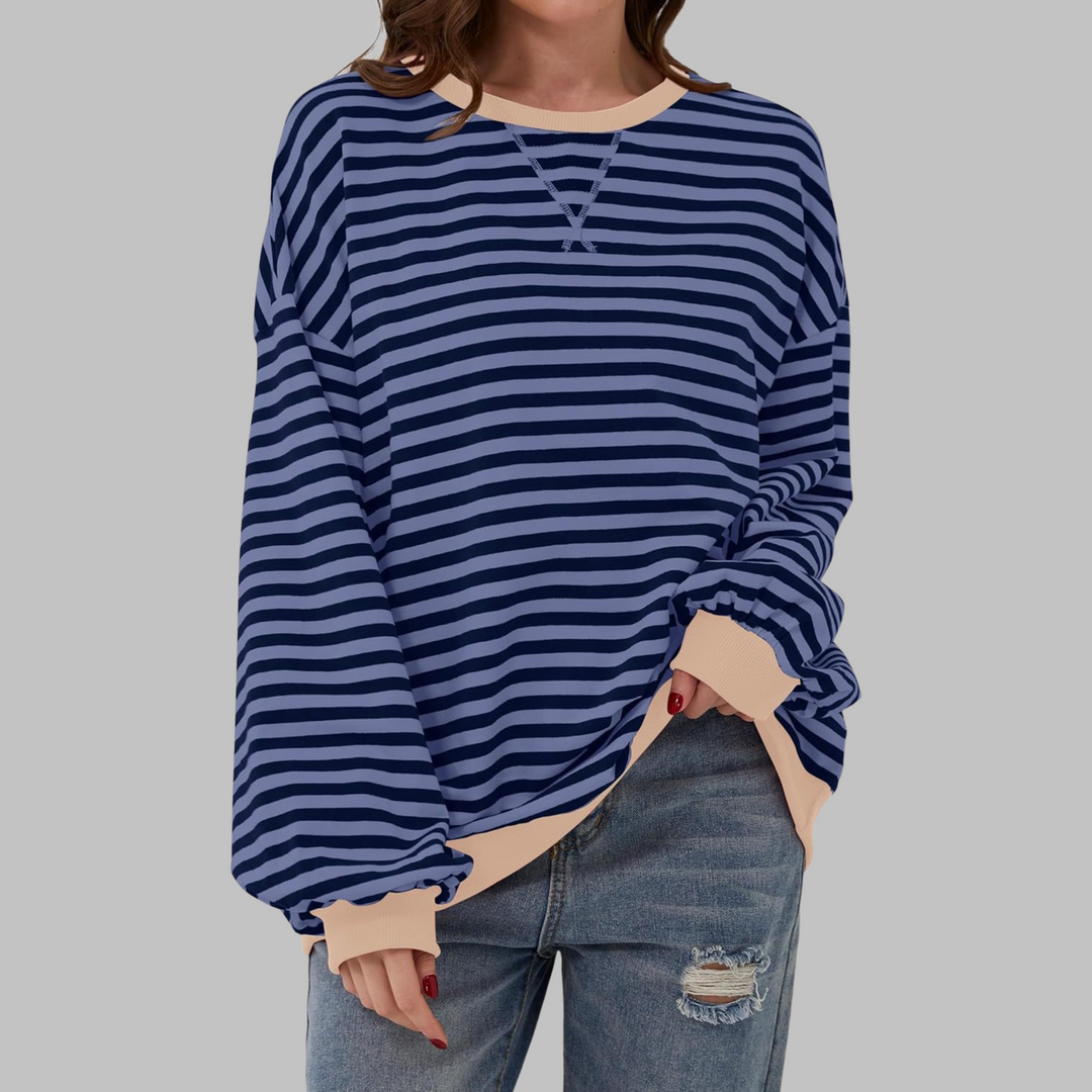 Adelia - Gestreiftes Soft-Touch-Langarm-Sweatshirt
