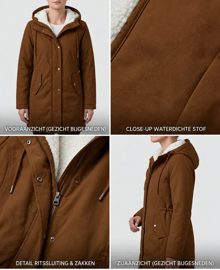 Clarice - Wasserabweisende Longline-Kapuzenjacke
