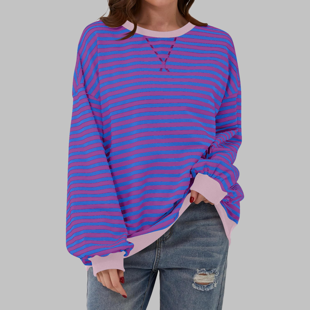 Adelia - Gestreiftes Soft-Touch-Langarm-Sweatshirt