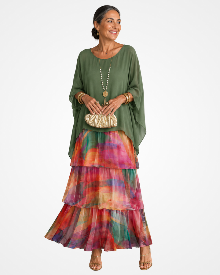 Sylvia - Fließendes Soft-Touch-Maxikleid