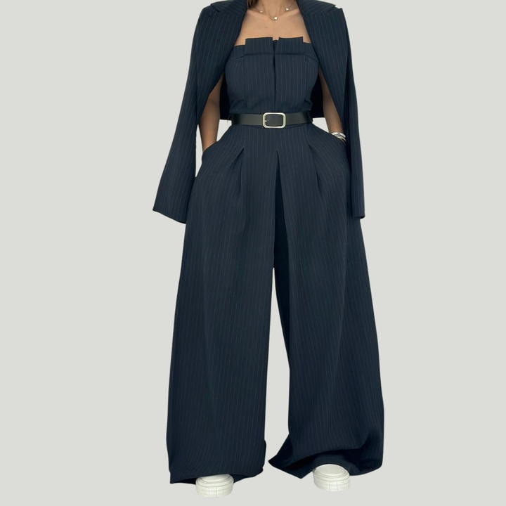 Lorayae - Soft-Touch Set aus weit geschnittenem Jumpsuit und Jacke