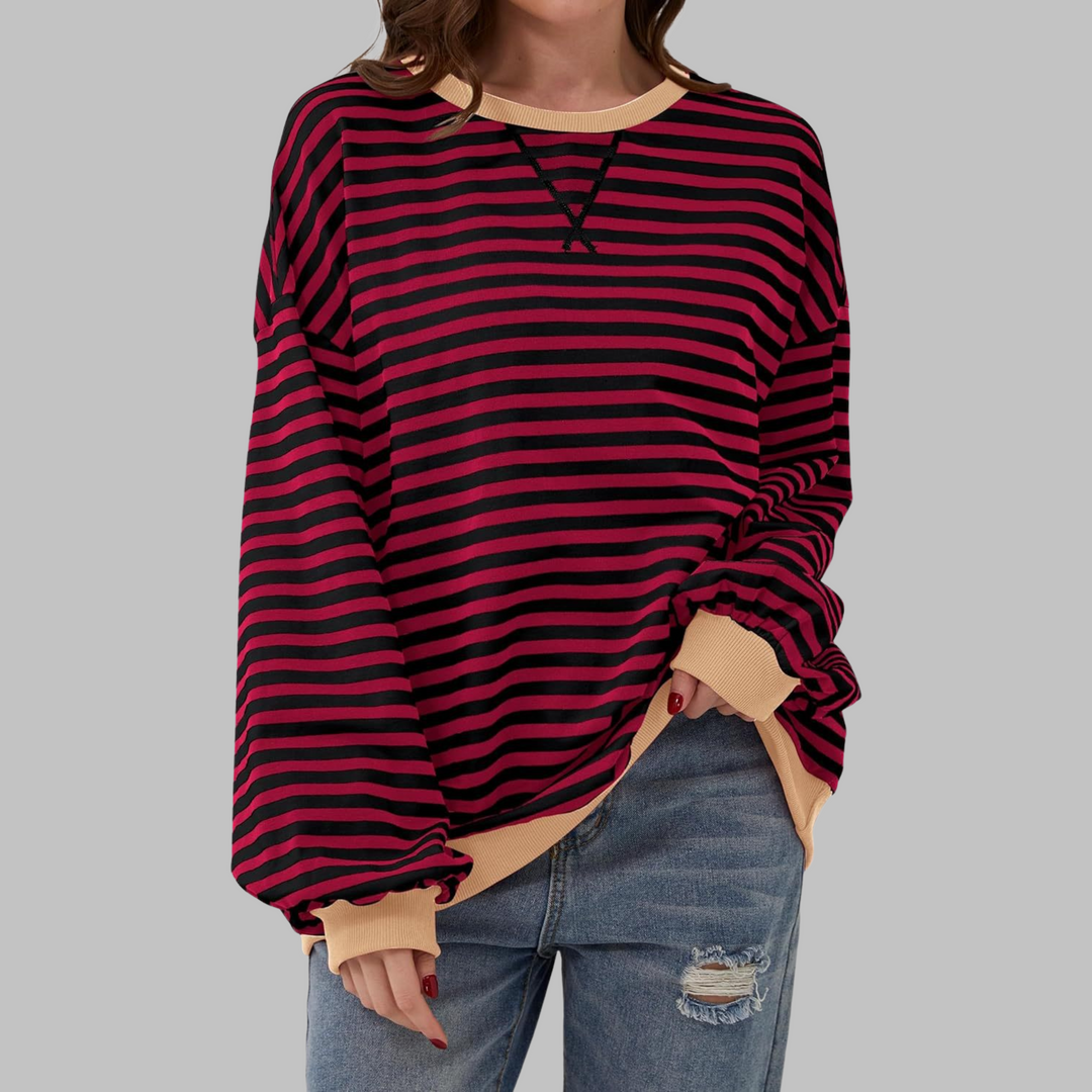 Adelia - Gestreiftes Soft-Touch-Langarm-Sweatshirt