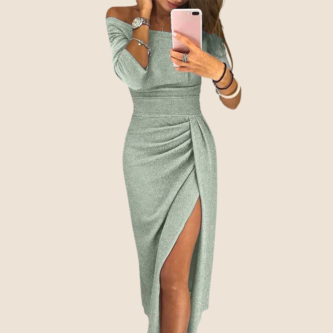 Lylah - Drapiertes Neckholder-Maxikleid
