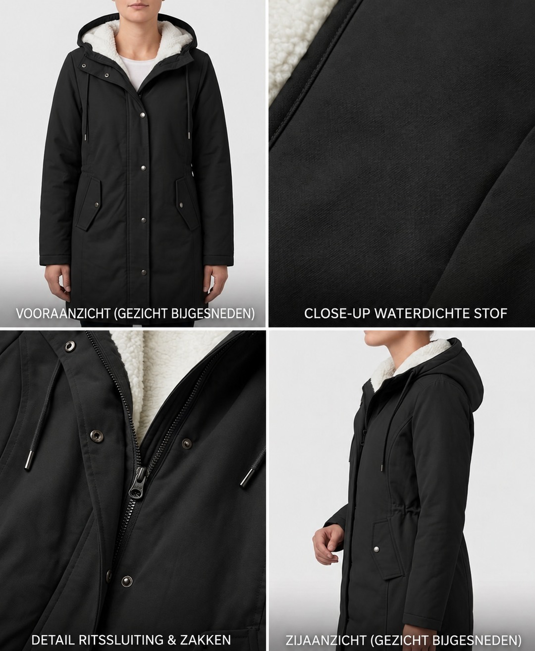 Clarice - Wasserabweisende Longline-Kapuzenjacke