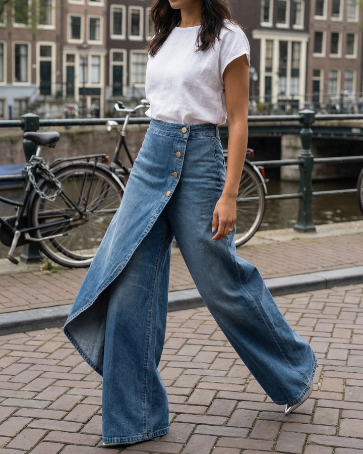 Mevaya - Softtouch-Jeans mit Wickelfront
