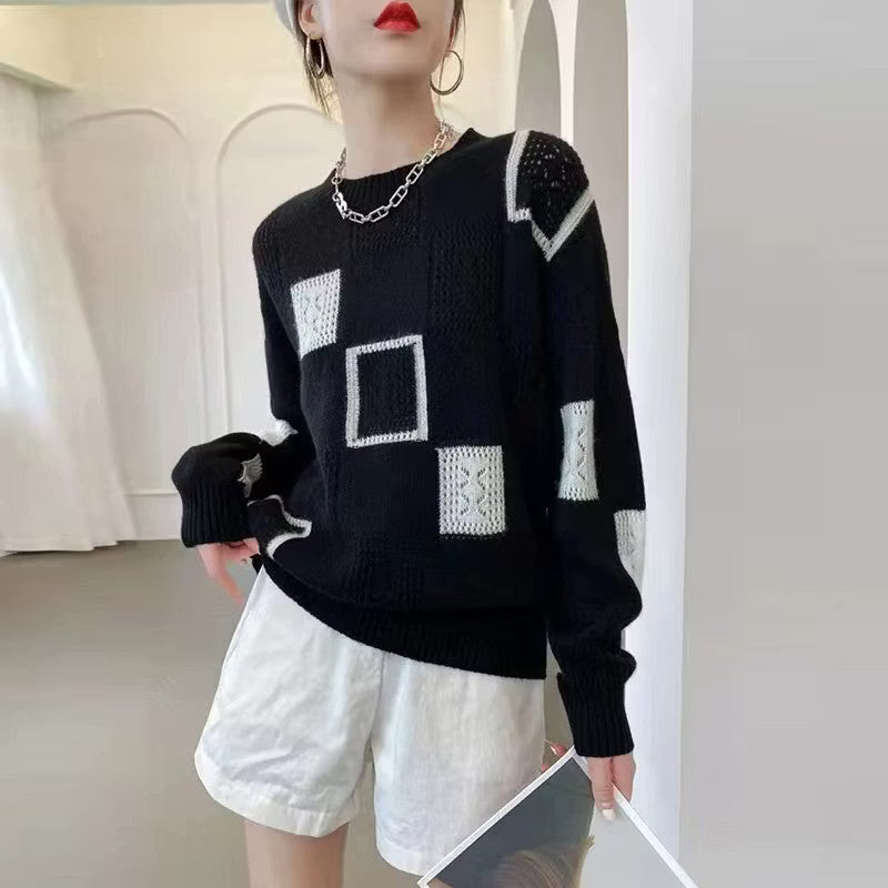 Adorelle - Künstlerischer Strickpullover im Patchwork-Design