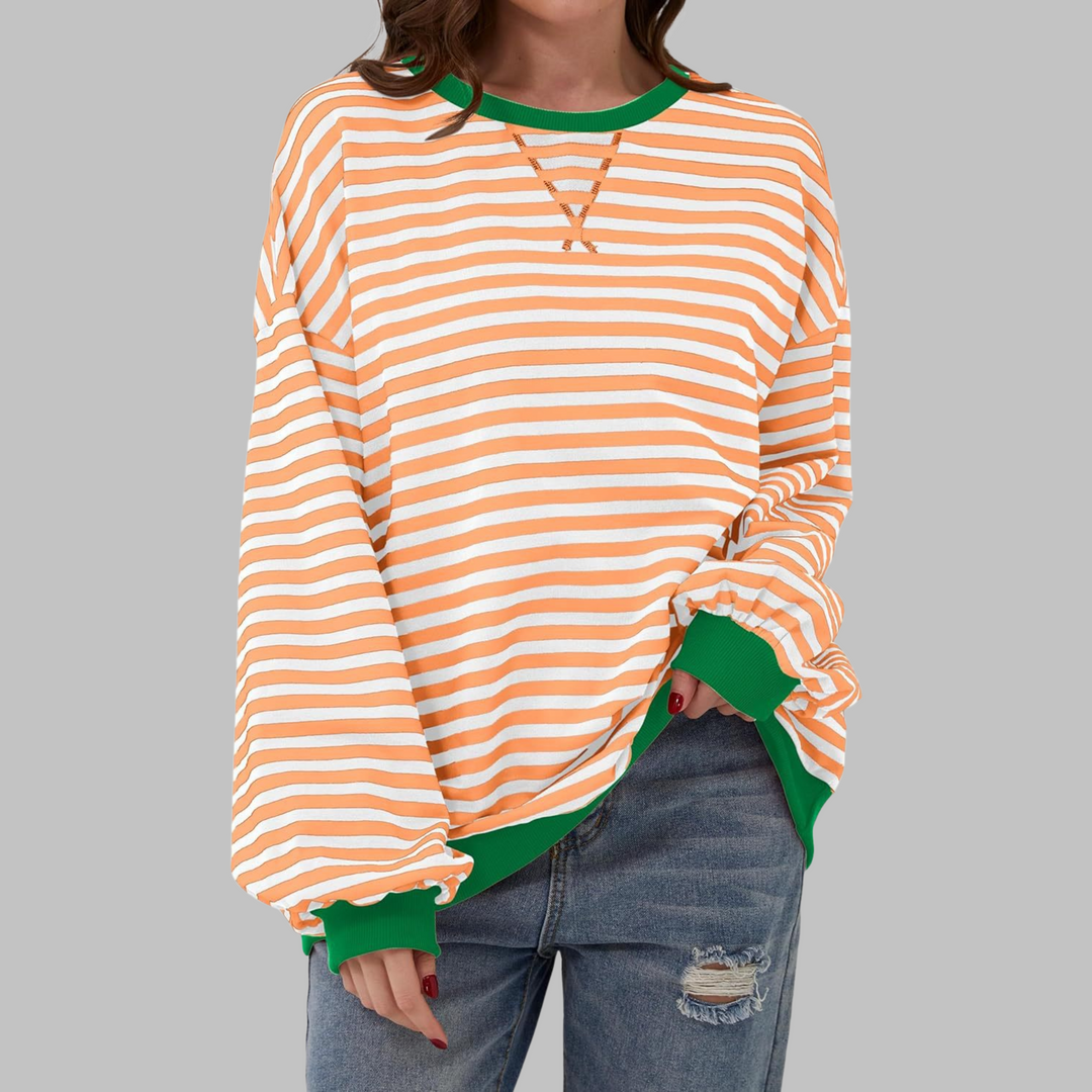 Adelia - Gestreiftes Soft-Touch-Langarm-Sweatshirt
