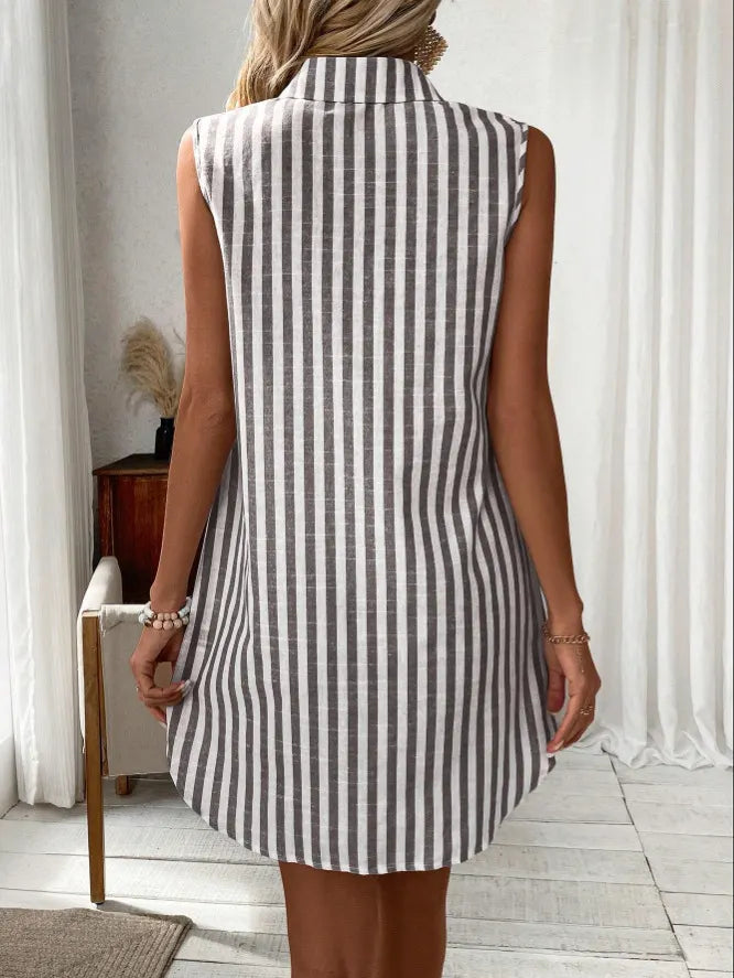 Anora - Gestreiftes Hemdblusenkleid in Soft-Touch-Qualität