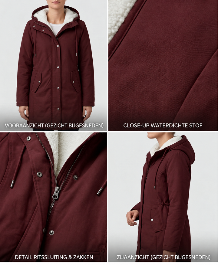 Clarice - Wasserabweisende Longline-Kapuzenjacke