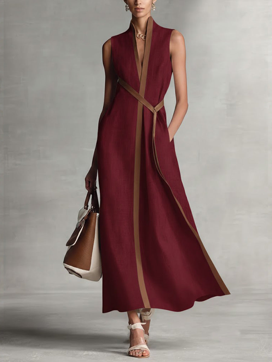 Rysella - Raffiniertes Wickel-Maxikleid aus Leinenmix