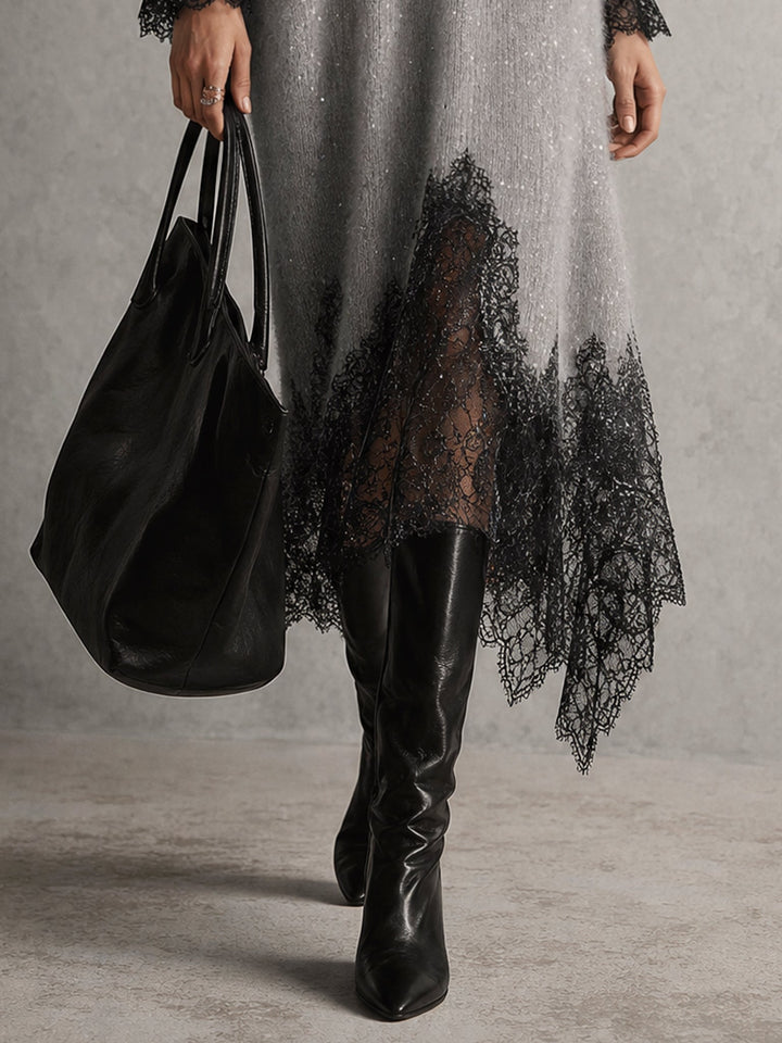 Jiska - Midikleid mit Spitzenabschluss