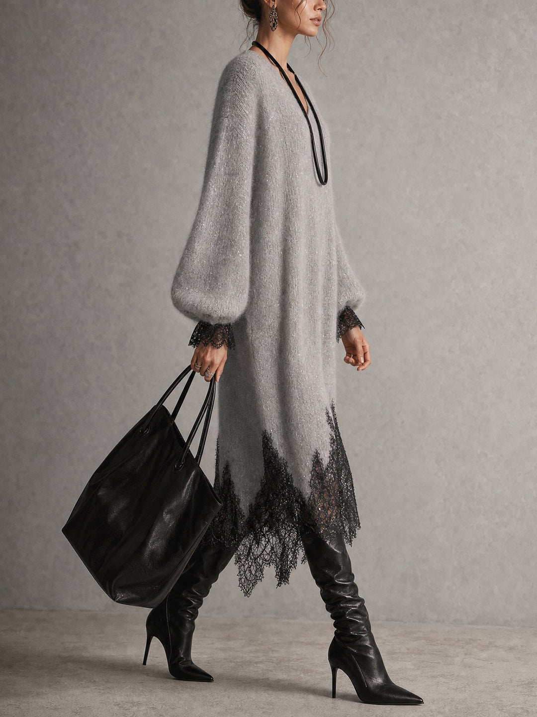 Jiska - Midikleid mit Spitzenabschluss