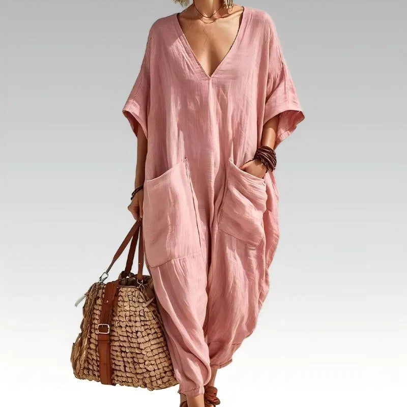 Evelisse - Luftiger Jumpsuit mit Fledermausärmeln und Taschen