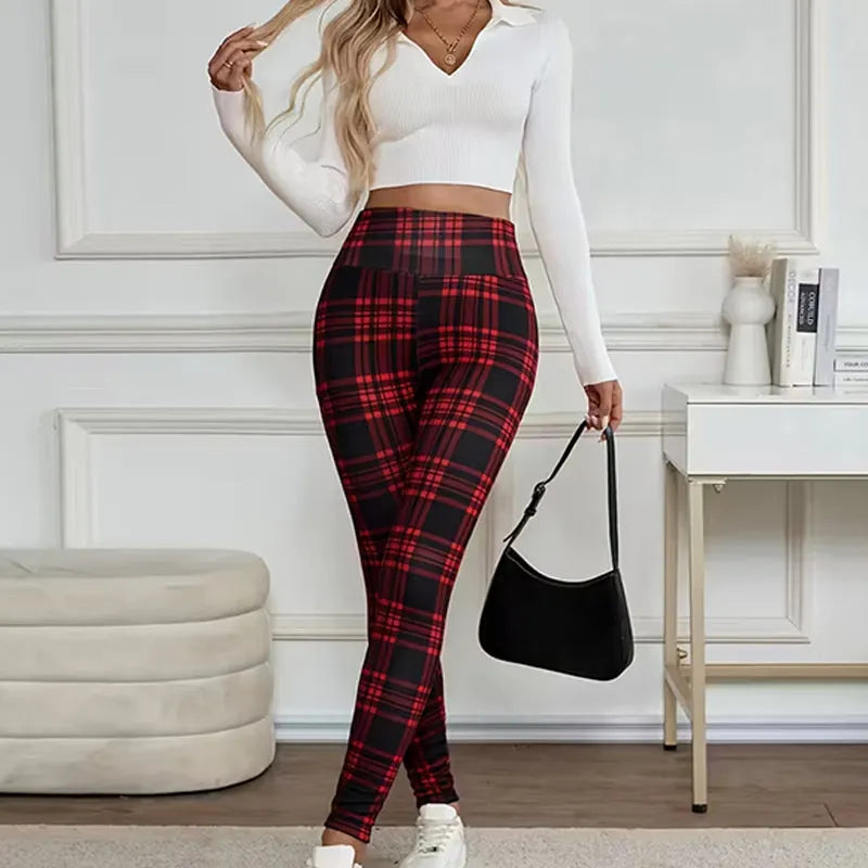 Estelyn - Klassische karierte Stretch-Leggings