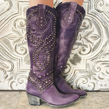 Sylverelle - Nietenverzierte Vintage-Westernstiefel