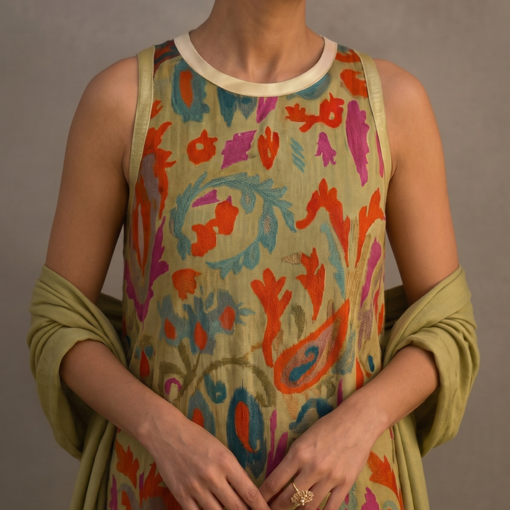 Lilith - Zweiteiliges Set mit bedrucktem Midikleid und langem Cardigan