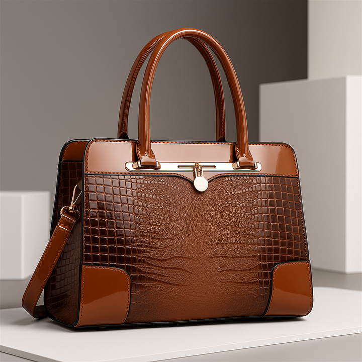 Aeryn - Strukturierte Handtasche mit Krokoprägung